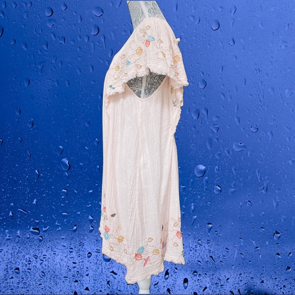 ANTHROPOLOGIE Swim Cover Up Pink Embroidered Gauze Dress - Picture 4 of 14